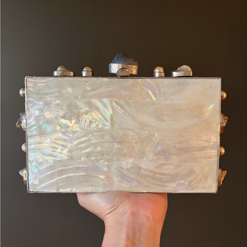 Iridescent Clutch With Metallic Accents